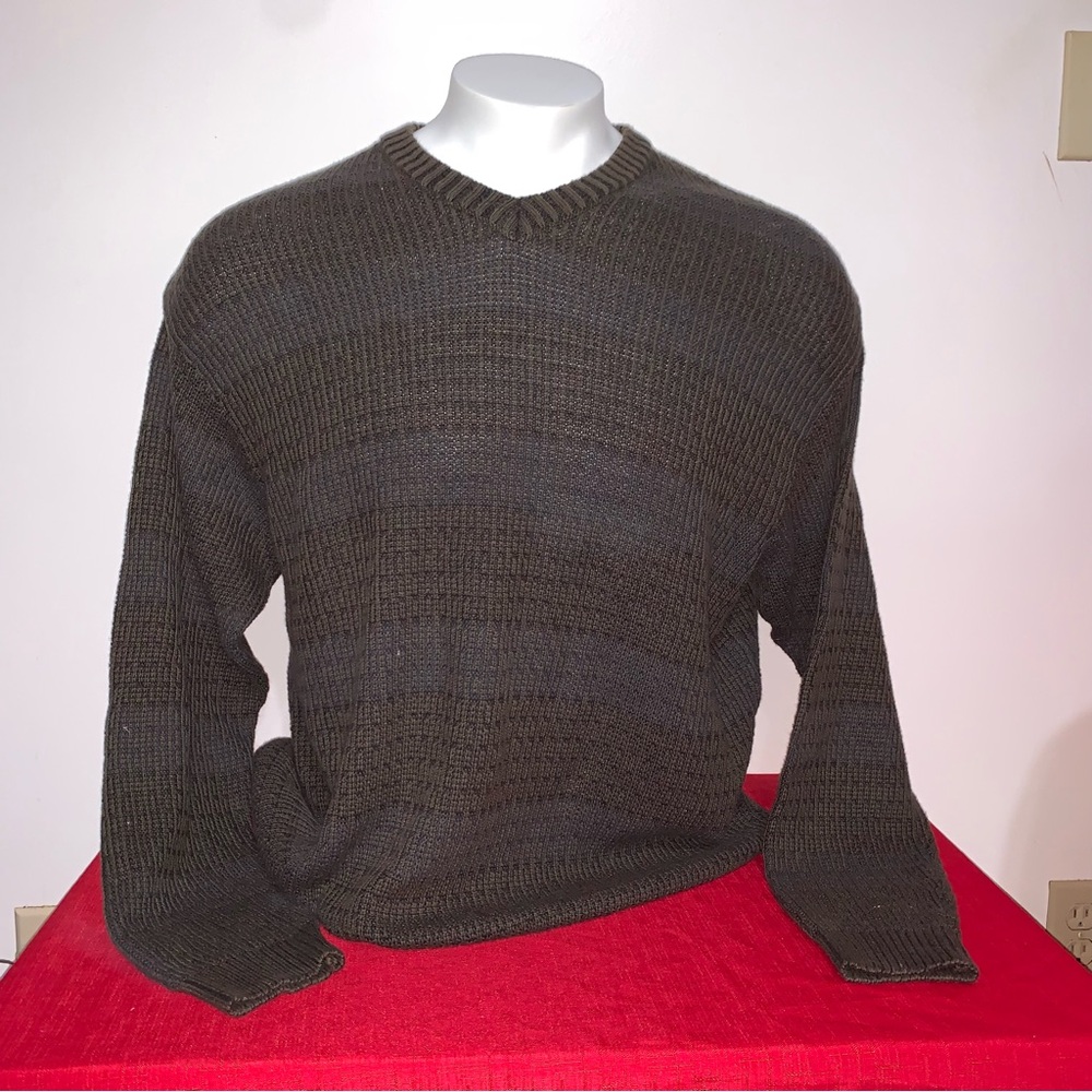 Perry Ellis Men's Gray/Brown Mixed Crewneck Sweater Size Large